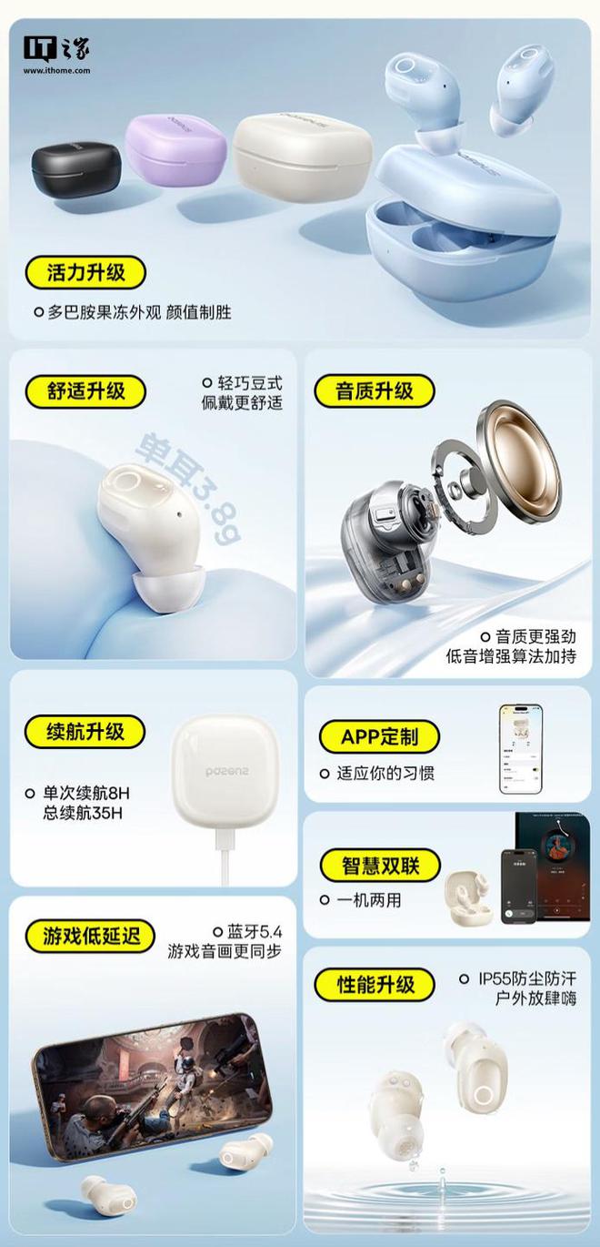S 蓝牙耳机：35 小时续航109 元龙8手机登录入口倍思推出 BD1 TW(图3)